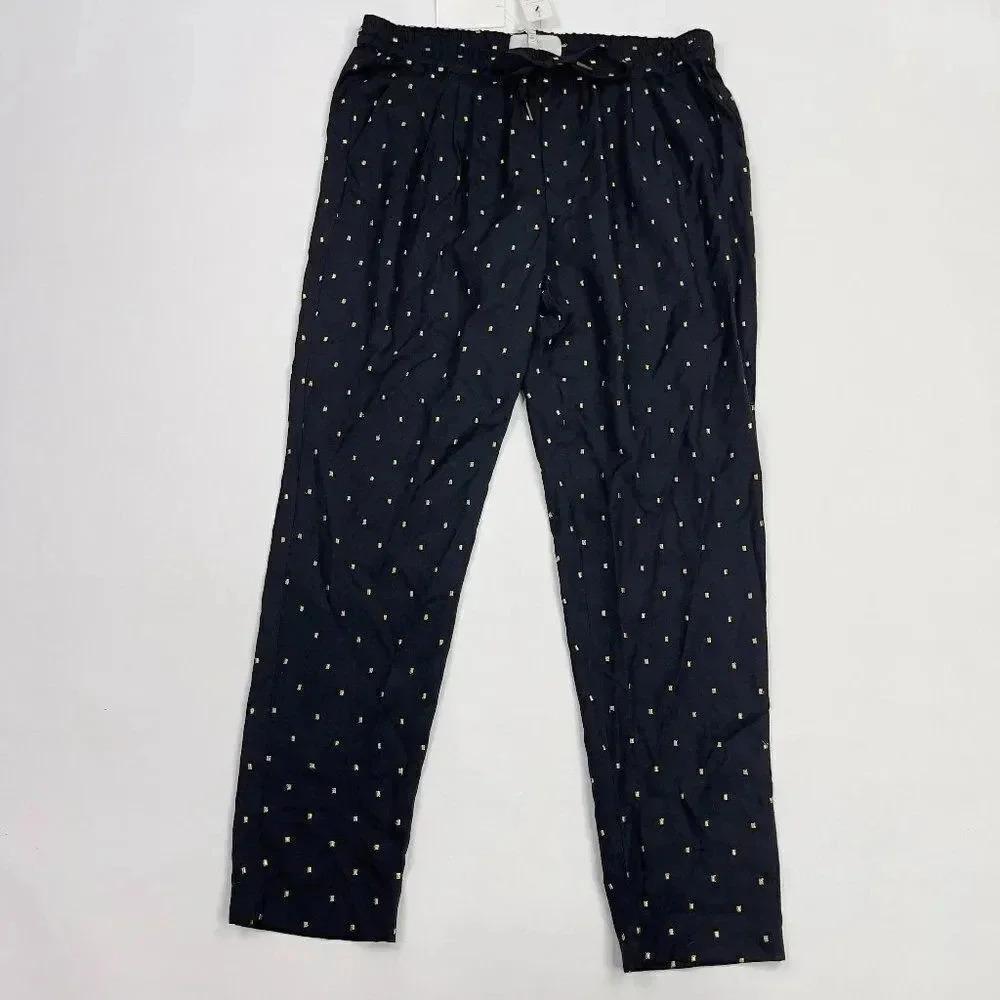 JOIE Sayla Caviar & Gold Dot Print Silk Blend NWT Large